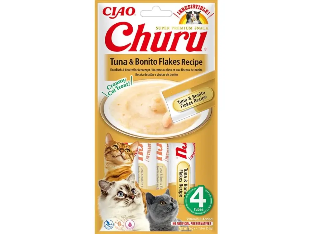 Churu Cat Tuna&Bonito Flakes Recipe 4x14g Vysoce Kvalitní
