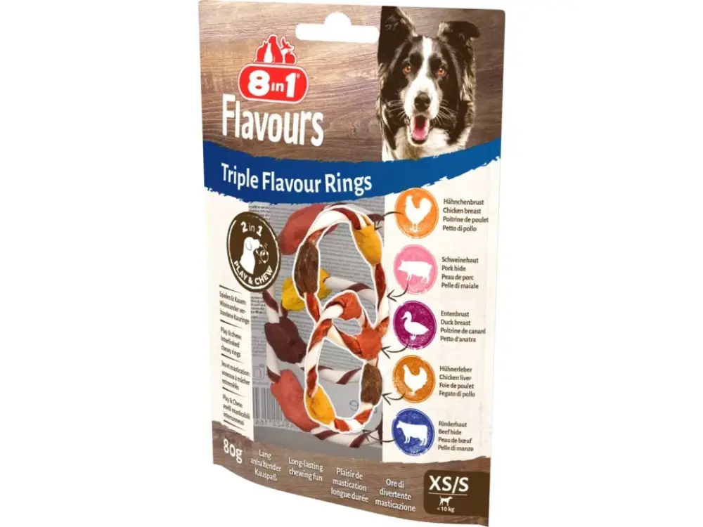 Pochoutka 8in1 Flavours Triple Flavour Rings XS/S 80g Nejlepší Volba
