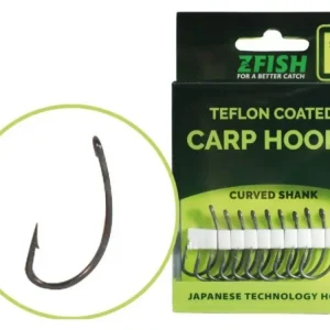 Zfish Teflonové Háčky Curved Shank s protihrotem vel. 8 / 10 ks Zlevněný