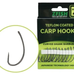 Sleva Zfish Teflonové Háčky Curved Shank Barbless bez protihrotu vel. 2 / 10 ks
