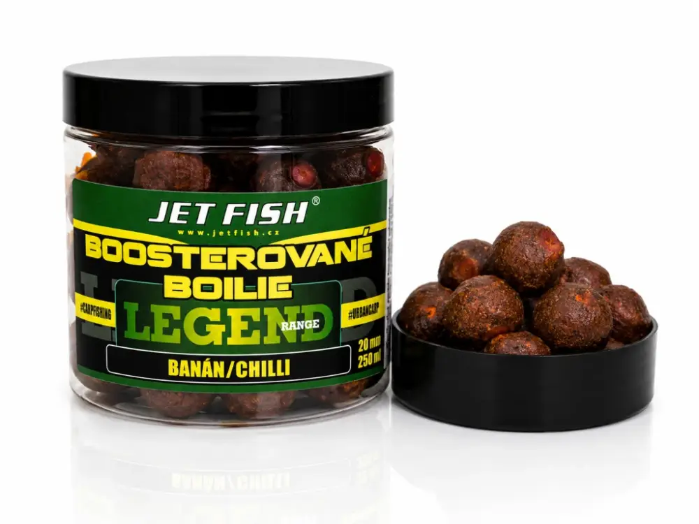 Jet Fish Legend Range Boosterované boilie BANÁN CHILLI 20mm 250ml Akce