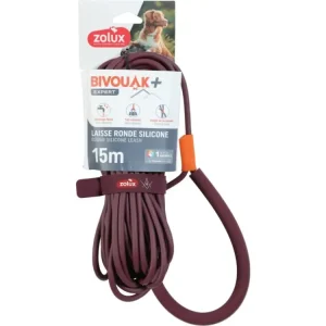 Akce Vodítko pes BIVOUAK kulaté,silik.6mm/15m červená Zolux