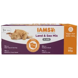Přímo Od Výrobce IAMS Delights Adult mořské a suchozemské maso v želé multipack 6120g (72x85g)