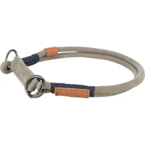 Nejlepší Volba BE NORDIC kulatý polostahovací kožený obojek, šedá L-XL: 55 cm/ 10 mm