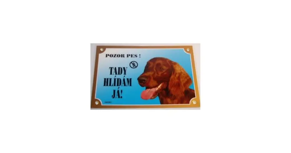 Objednat Nyní Barevná cedulka Pozor pes Irský setr