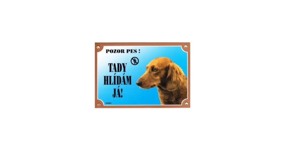 Barevná cedulka Pozor pes Jezevčík dlouhosrstý Akční Nabídka