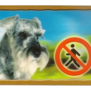 Sezónní Sleva Cedulka 3D Pozor pes Knírač pepř a sůl