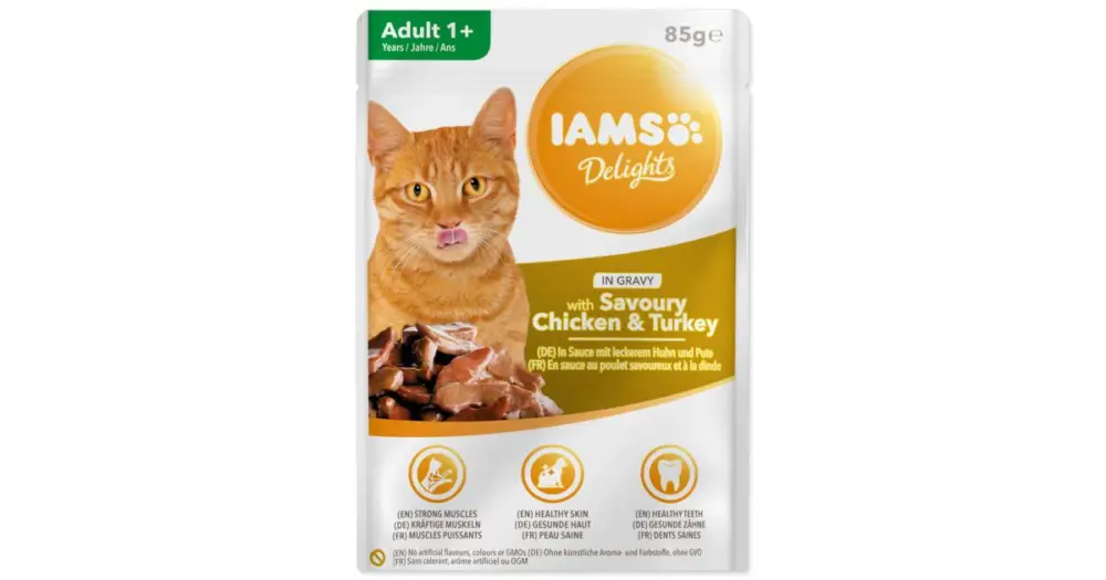 Sezónní Sleva IAMS cat delights chicken & turkey in gravy 85g kapsička