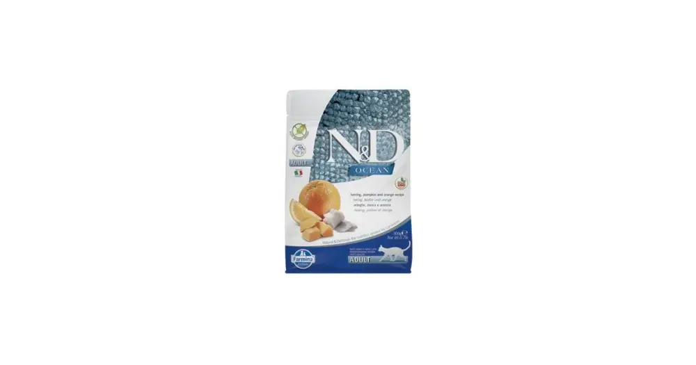 Výhodná Nabídka N&D OCEAN CAT GF Adult Herring, Pumpkin & Orange 300g