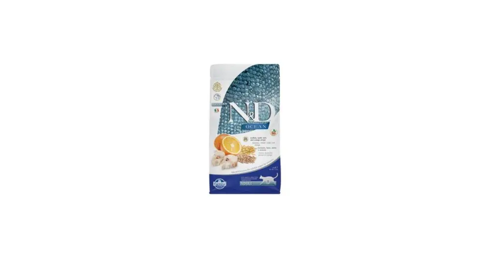 Horká Nabídka N&D OCEAN CAT LG Adult Codfish & Orange 1,5kg