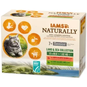 IAMS Cat Naturally Senior výběr z mořských a suchozemských mas v omáčce multipack Přímo Od Výrobce