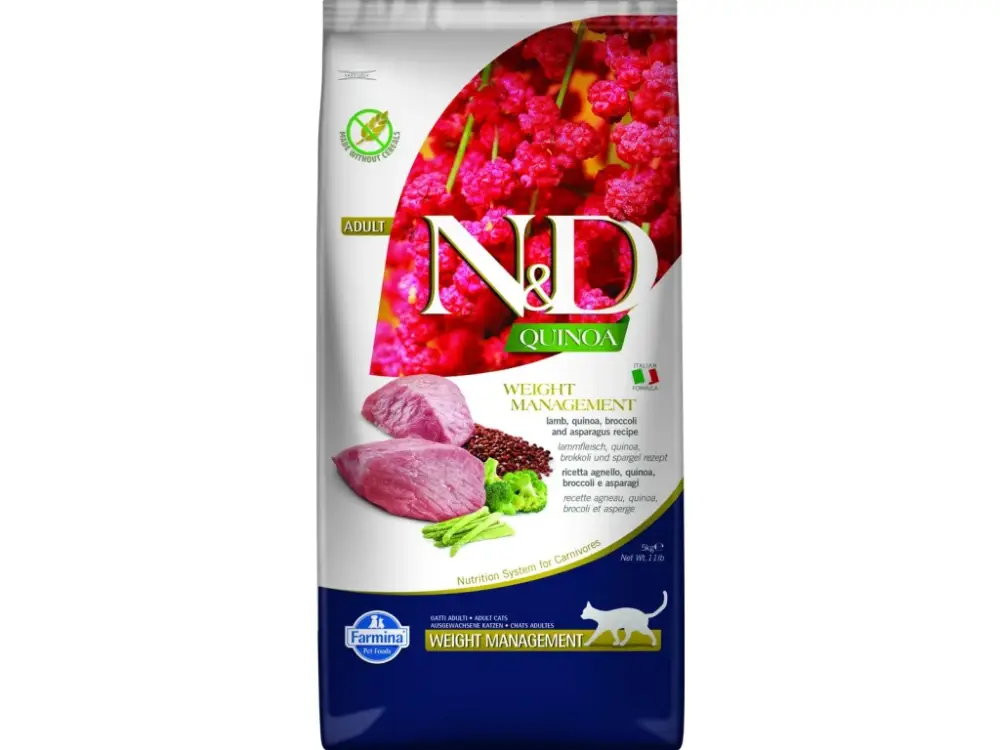 Zlevněný N&D QUINOA Cat GF Weight Management Lamb & Broccoli 5kg