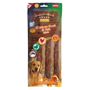 Značkový Nobby StarSnack BBQ Chicken, Duck, Fish Stick pamlsky 200g