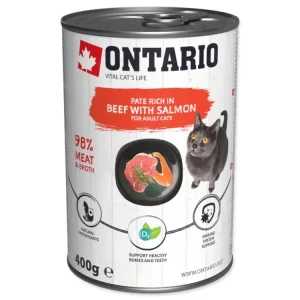 Konzerva ONTARIO Beef with Salmon flavoured with Spirulina 400 g Dokud Zásoby Vydrží