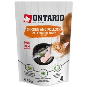 Kapsička ONTARIO Cat Chicken and Codfish in Broth 80 g Akční Cena