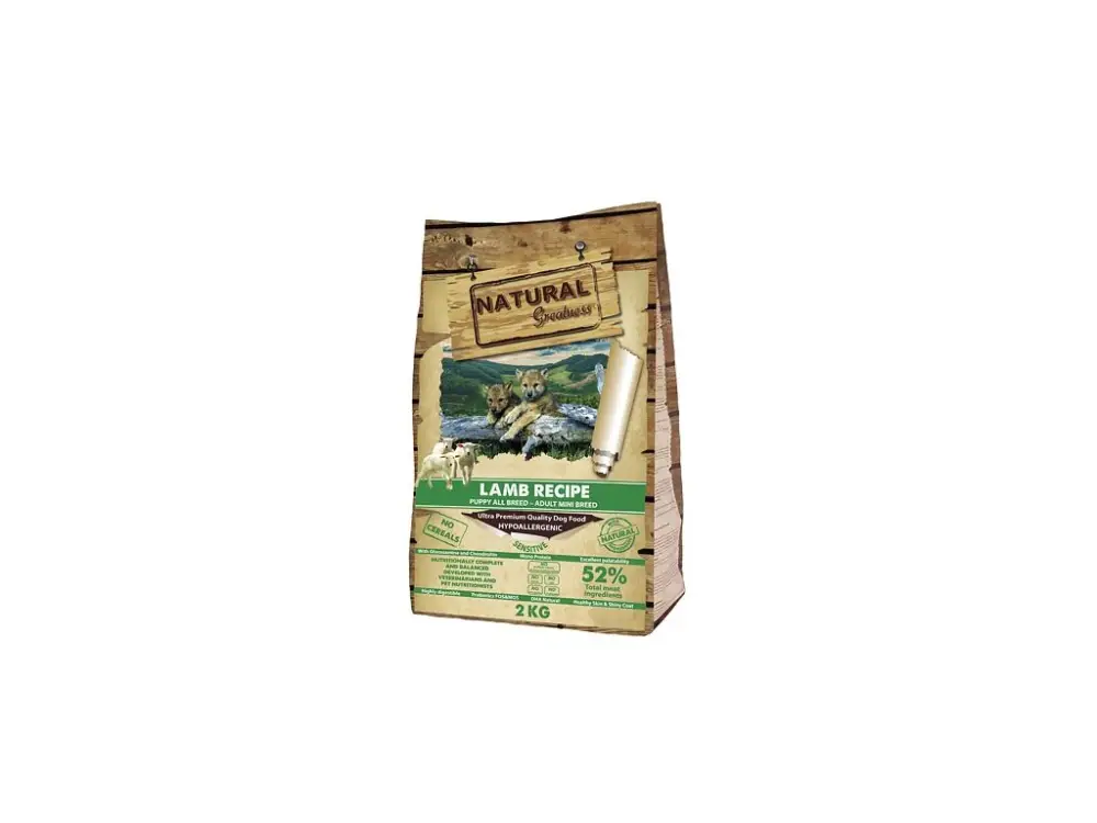 Vysoce Kvalitní Natural Greatness Lamb Recipe Sensitive Starter Puppy&Adult Mini 2kg