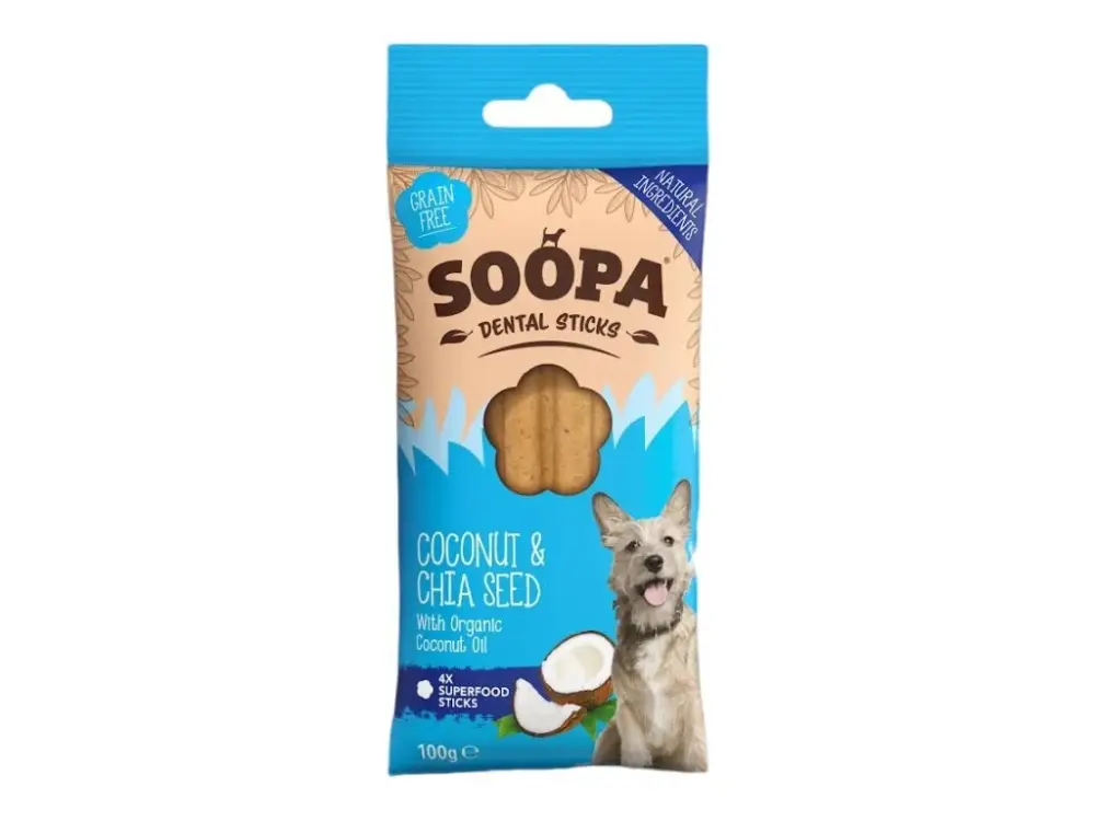 Akční Nabídka Dentální tyčinky Soopa s kokosem a chia semínky 100 g