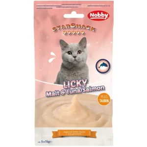 Nobby Starsnack Licky Cat Masové pyré s tuňákem, lososem a sladem 5x15g Nakupujte Hned