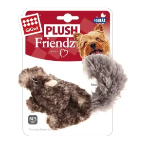 GiGwi Plush Friendz plyšová veverka šedá Jen Po Omezenou Doba
