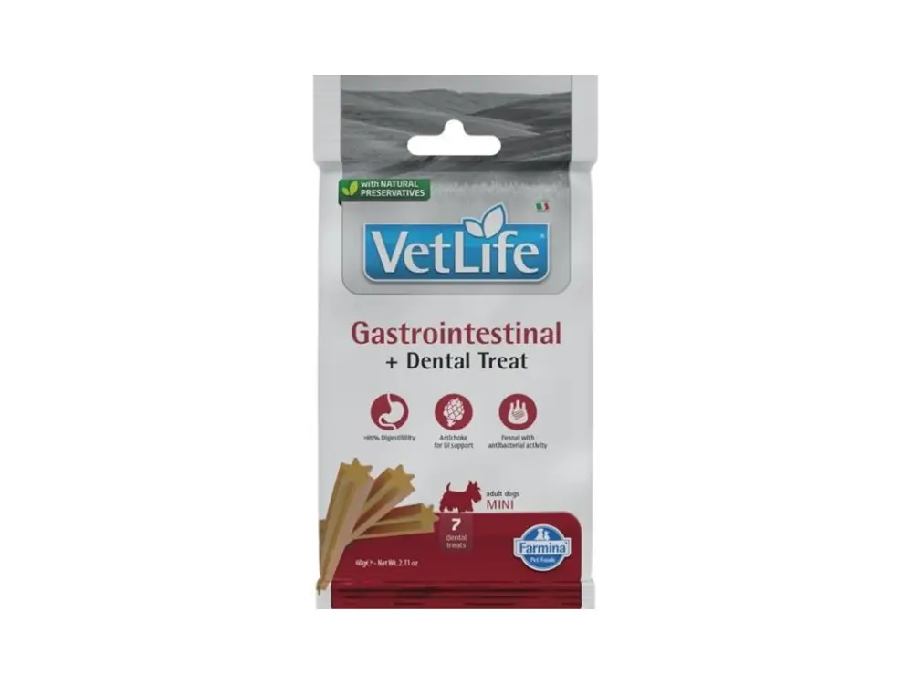 Vet Life Dog Dental Snack Gastrointestinal Adult Mini 60 g Levný