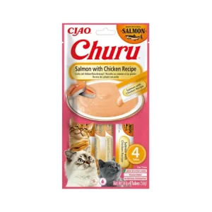 Ověřený Inaba Churu cat snack losos & kuře 4x 14g