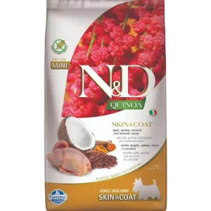N&D QUINOA Dog GF Skin & Coat, Quail & Coconut Adult Mini 800 g Cenová Bomba