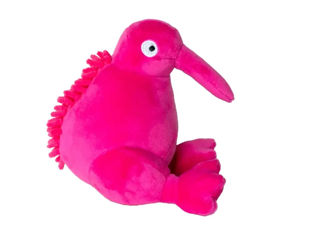 Hračka pes PLUSH plyš,pískací,růžová 16cm Kiwi Novinka