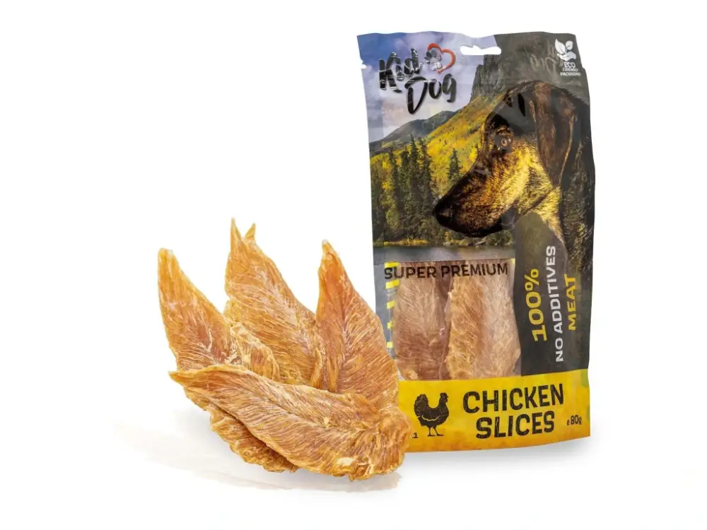 KIDDOG SUPER PREMIUM 100 % kuřecí prsa, sušené filety 80 g Speciální Cena
