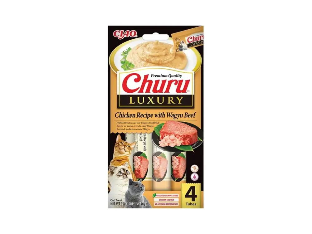 Nízká Cena Inaba Churu Cat Luxury kuře s hovězím masem Wagyu 4x 14g