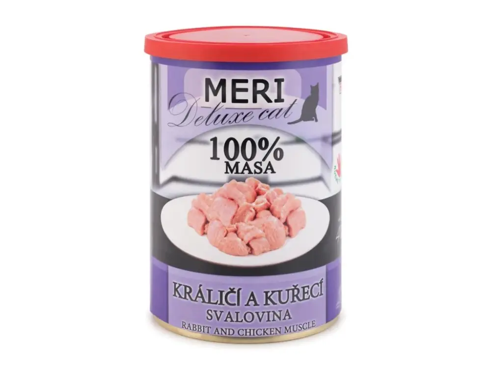 MERI Deluxe Cat konzerva králičí a kuřecí svalovina 400g Aktuální