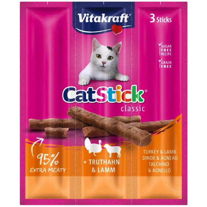Vitakraft Kabanos Cat Stick Mini krůta s jehněčím pro kočky 3x18g Ověřený