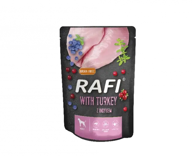 Rafi s krůtím masem pro psy - kapsička 300g (černé balení) Akce