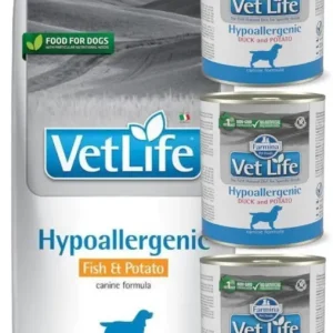 FARMINA Vet Life Dog Hypoallergenic Fish & Potato 12 kg + Farmina Hypoallergenic 3 x 300 g Tovární Cena