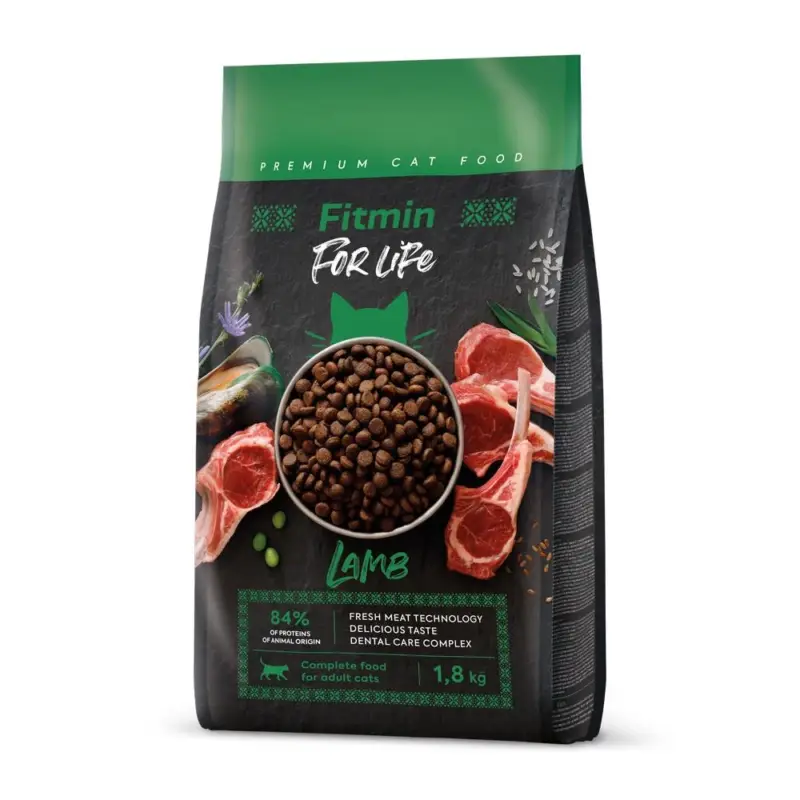Oblíbený FITMIN Cat For Life Adult Jehněčí 1,8kg