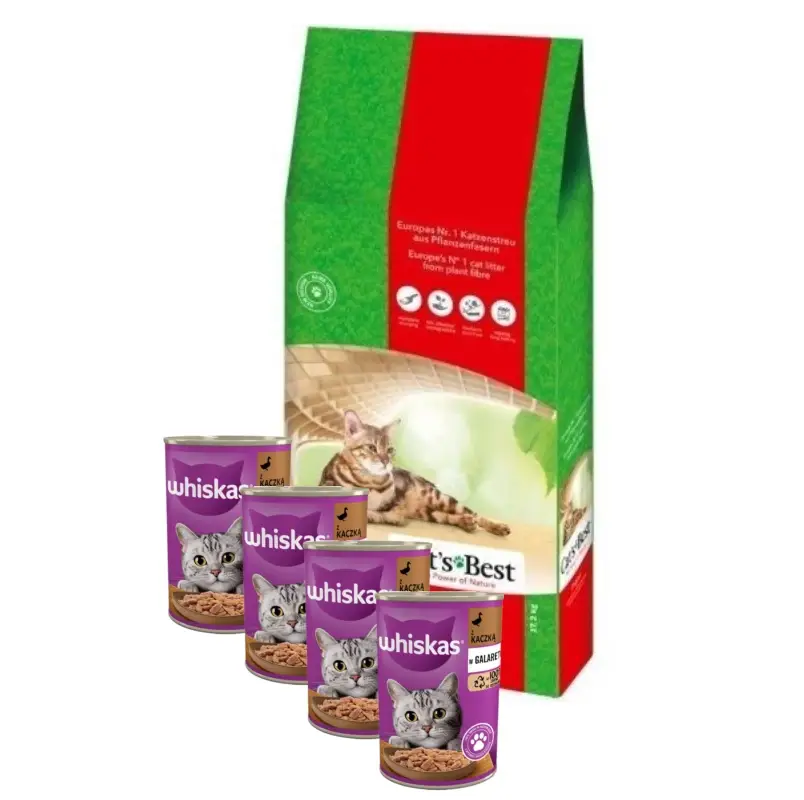 JRS Cat's Best Original (Eko Plus) dřevěné stelivo 40l + 4x WHISKAS Adult kachna 400g SLEVA 3% Pouze Dnes