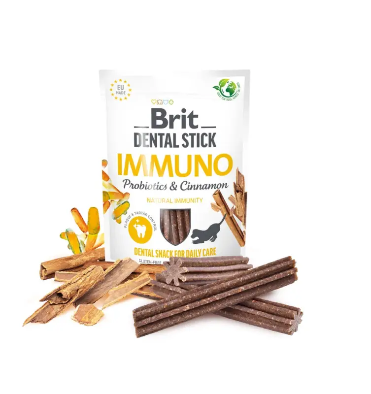 Finální Výprodej Brit Dog Dental Stick Immuno s probiotiky a skořicí 251 g