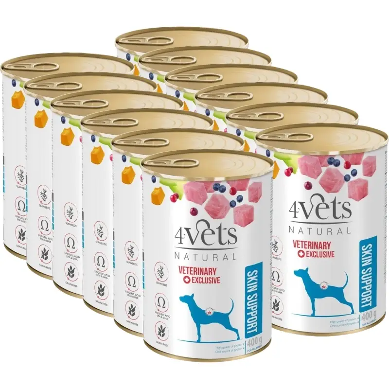 Speciální Cena 4Vets Dog Skin Support 12x400 g SLEVA 2%