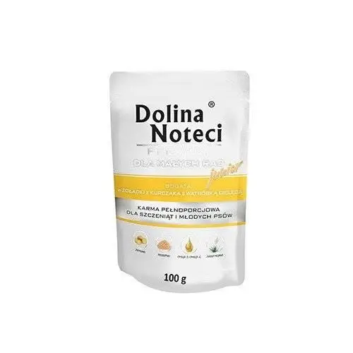 Dolina Noteci PREMIUM pro malá plemena JUNIOR bohatý na kuřecí žaludky s telecími játry kapsička 10x100g SLEVA 3% Expresní Doručení
