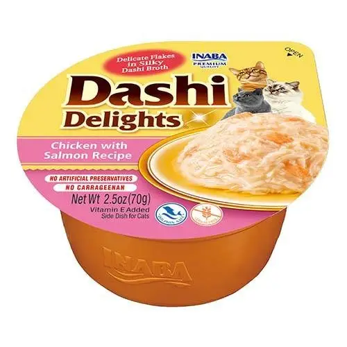 Inaba DASHI doplňkové krmivo pro kočky - kuře a losos 70 g Oblíbený