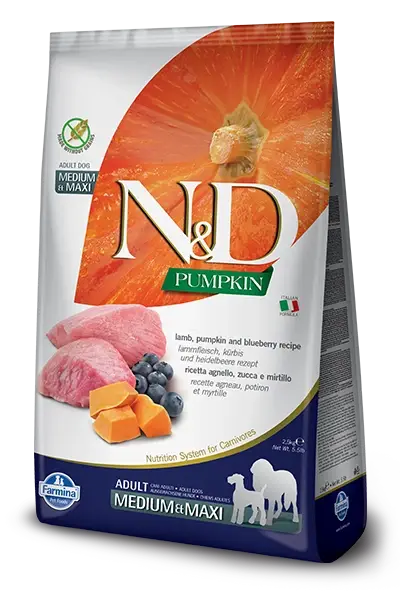 Nejlepší Volba Farmina N&D Pumpkin Grain Free pro psy Lamb&Bluberry Adult Medium&Maxi 2x2,5 kg