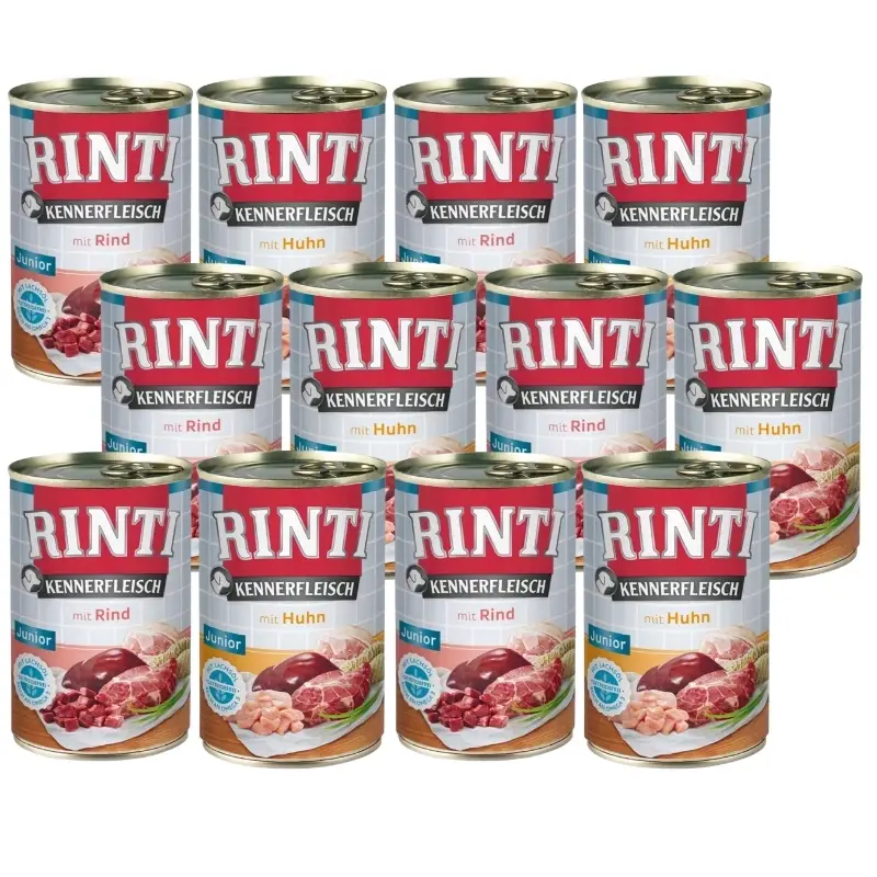 Hit Sezóny Rinti Kennerfleisch Junior mokré krmivo pro psy Mix příchutí 12x400g