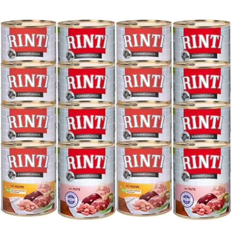 Autentický Rinti Kennerfleisch mokré krmivo pro psy Mix příchutí 12x800g