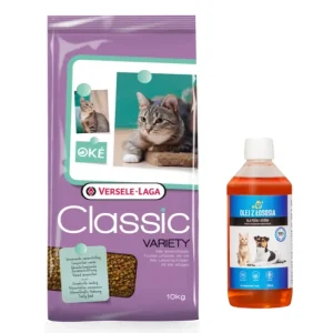 Horká Nabídka VERSELE-LAGA Classic Cat Variety 10kg + LAB V Lososový olej pro psy a kočky 500ml