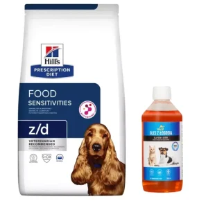Objednat Nyní HILL'S PD Prescription Diet Canine z/d Food Sensitivities 10kg + LAB V Lososový olej pro psy a kočky 500ml