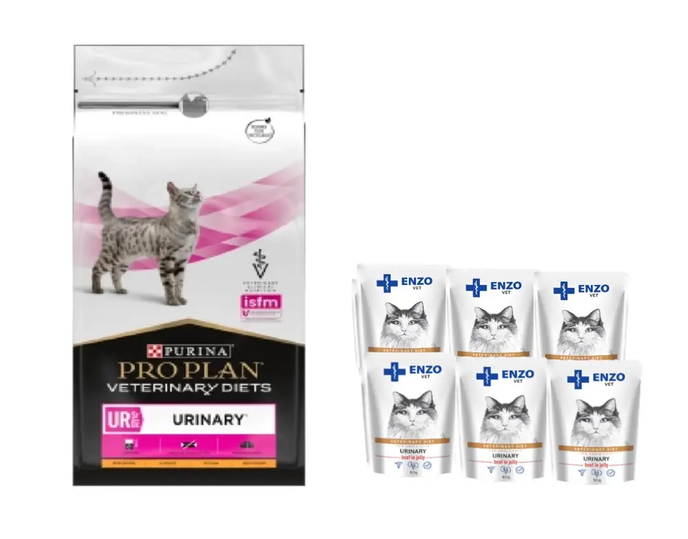 PURINA Veterinary PVD UR Urinary Cat 1,5kg + ENZO VET Urinary 6x100g (hovězí maso) Přímo Od Výrobce