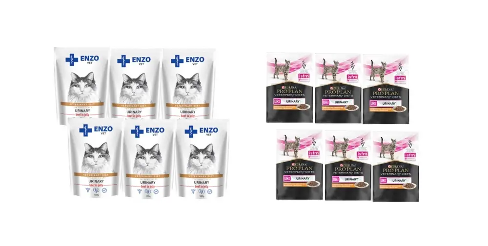 PURINA Veterinary PVD UR Urinary Cat 6x85g + ENZO VET Urinary s hovězím masem 6x100g Víkendová Akce