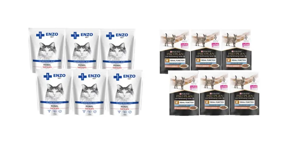 PURINA Veterinary PVD NF Renal Function Cat85g - salmon + ENZO VET Renal 6x100g Oblíbený