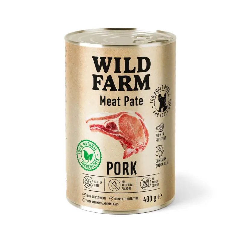 Wild Farm Pate Pork 400 g bezlepkové krmivo pro psy Cenový Hit