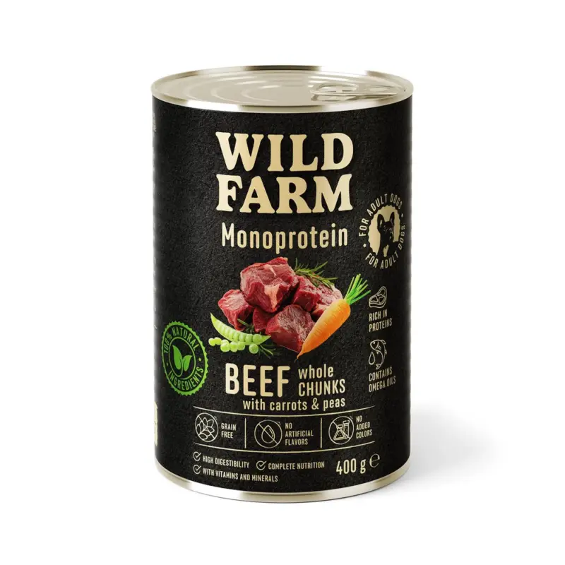 Omezená Nabídka Wild Farm Monoprotein Beef 400 g hypoalergenní krmivo pro psy