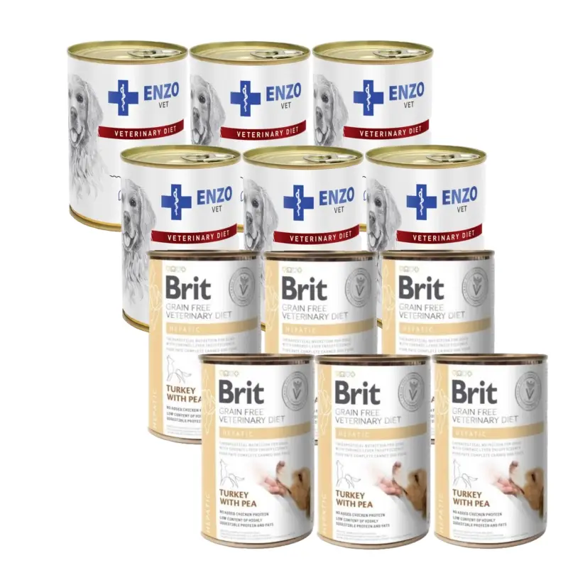 BRIT GF Veterinary Diets Dog Hepatic 6x400g + ENZO VET Hepatic pro psy 6x400g Autentický